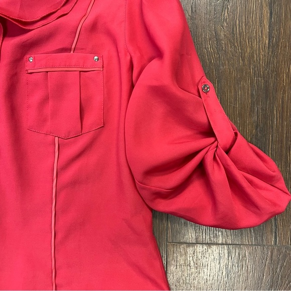 White House black market, coral button, front collared blouse SZ 10 - Picture 4 of 5